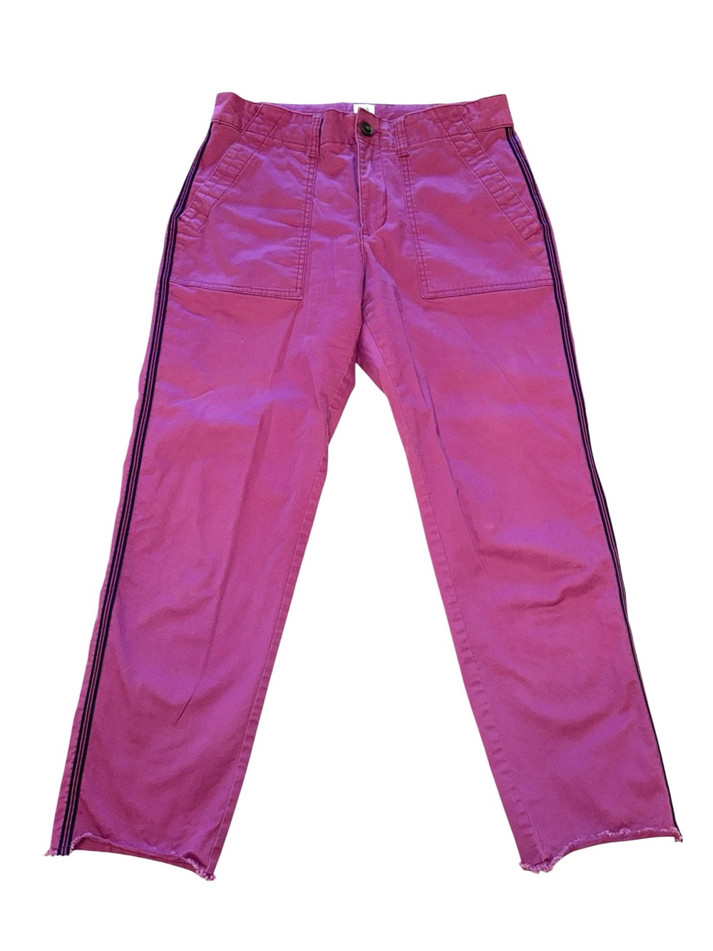 Gap Girlfriend Khaki Pants Sz 6 Pink Magenta Side Stripe Cropped Straight Leg